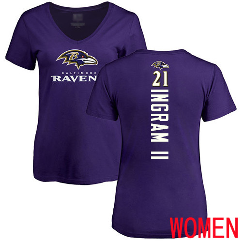 Baltimore Ravens Purple Women Mark Ingram II Backer NFL Football #21 T Shirt->youth nfl jersey->Youth Jersey